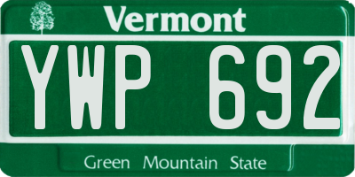 VT license plate YWP692
