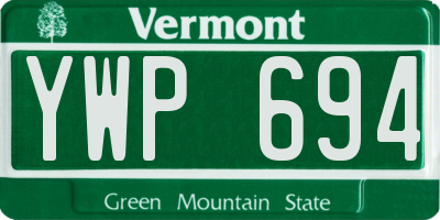 VT license plate YWP694