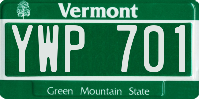VT license plate YWP701