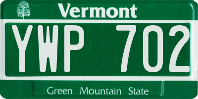 VT license plate YWP702