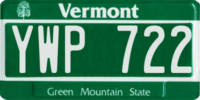 VT license plate YWP722