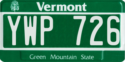 VT license plate YWP726