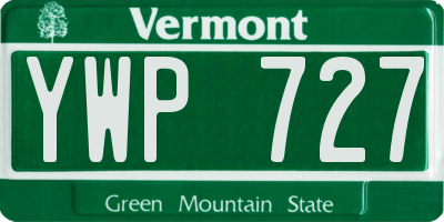 VT license plate YWP727