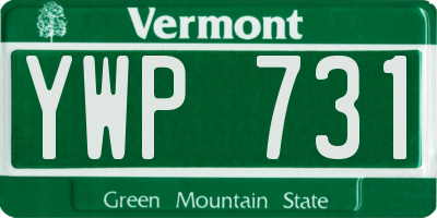VT license plate YWP731