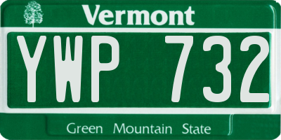 VT license plate YWP732