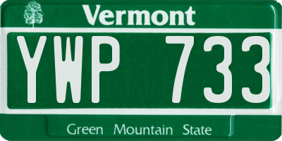 VT license plate YWP733