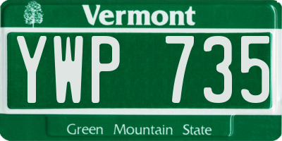 VT license plate YWP735