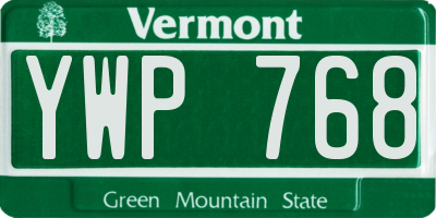 VT license plate YWP768