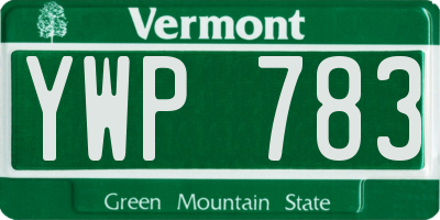 VT license plate YWP783