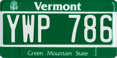 VT license plate YWP786