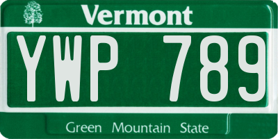 VT license plate YWP789