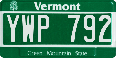 VT license plate YWP792