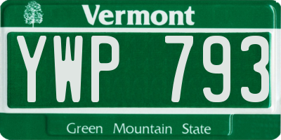 VT license plate YWP793