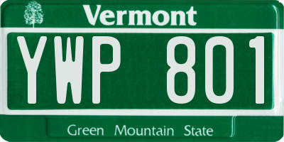 VT license plate YWP801
