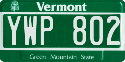 VT license plate YWP802
