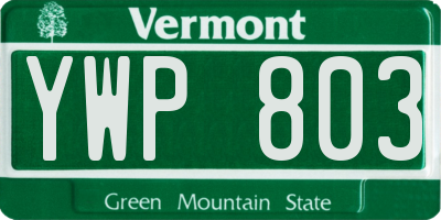VT license plate YWP803