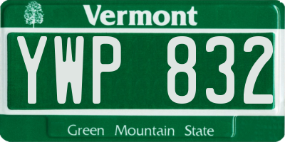 VT license plate YWP832