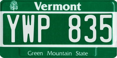 VT license plate YWP835