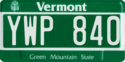 VT license plate YWP840
