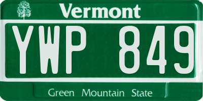 VT license plate YWP849