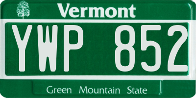 VT license plate YWP852