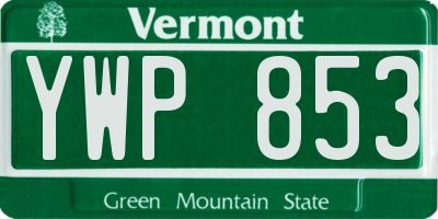 VT license plate YWP853