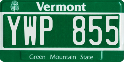 VT license plate YWP855
