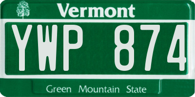 VT license plate YWP874