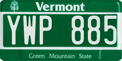 VT license plate YWP885