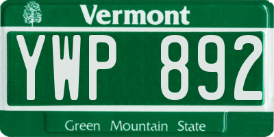 VT license plate YWP892