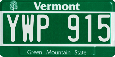 VT license plate YWP915