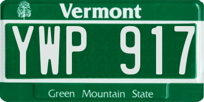 VT license plate YWP917
