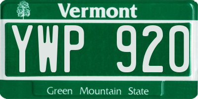 VT license plate YWP920