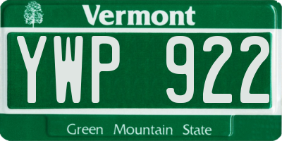 VT license plate YWP922