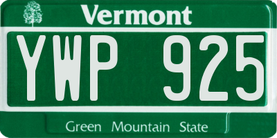 VT license plate YWP925