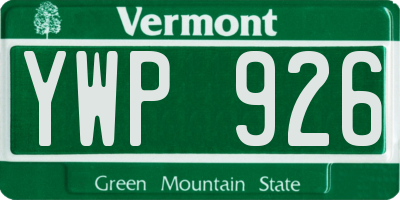 VT license plate YWP926