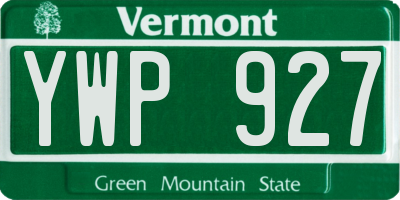 VT license plate YWP927
