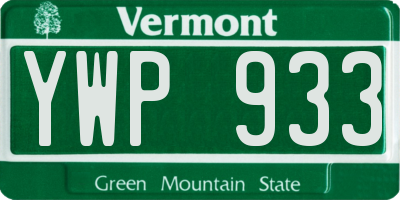 VT license plate YWP933