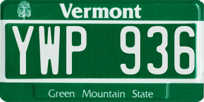 VT license plate YWP936