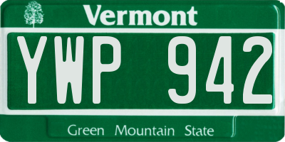 VT license plate YWP942