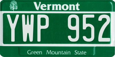 VT license plate YWP952