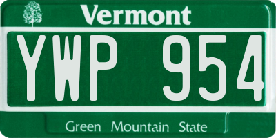 VT license plate YWP954