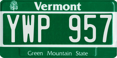 VT license plate YWP957