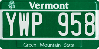 VT license plate YWP958