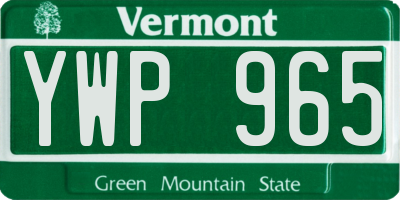 VT license plate YWP965