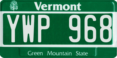 VT license plate YWP968