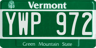 VT license plate YWP972