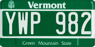 VT license plate YWP982