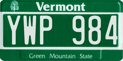 VT license plate YWP984