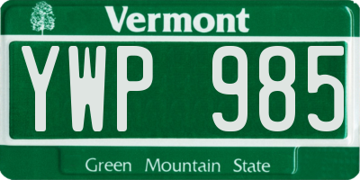 VT license plate YWP985